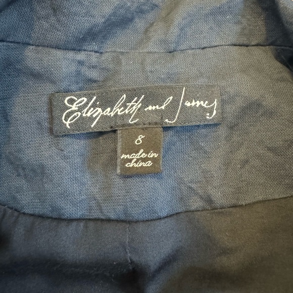 Elizabeth & James Blue Cotton Blend Long Line Blazer Jacket 3/4 Sleeves 8 - Picture 3 of 7